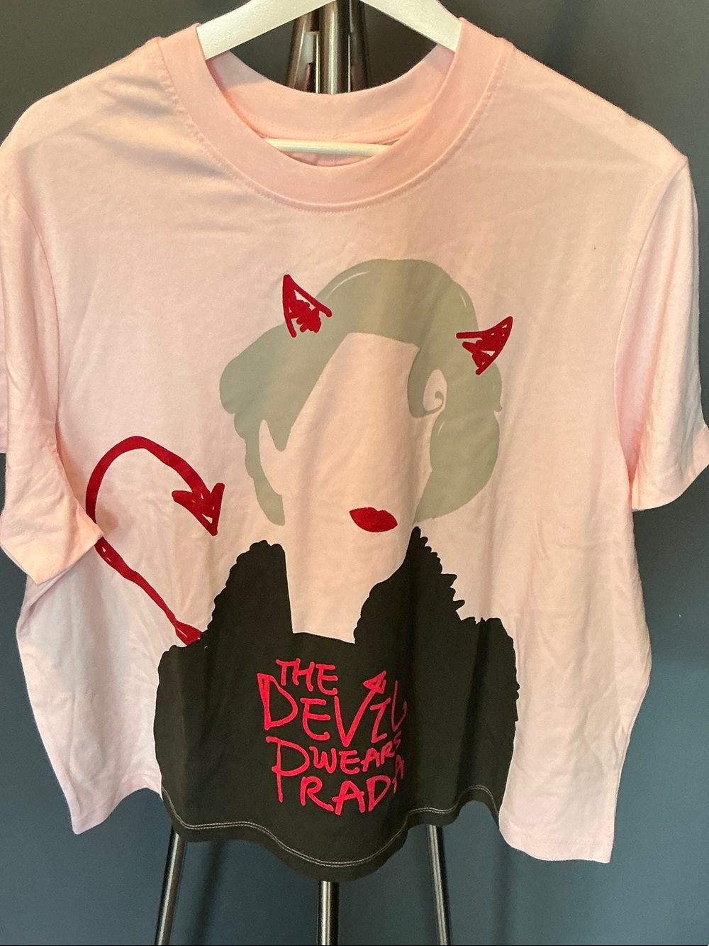 The Devil Wears Prada Pink Graphic Short Sleeve Tee with Devil Motif